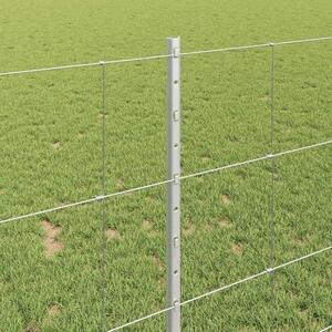 Plot s pilíříky, stříbrné barvy, odolný venkovní plot z kovu, rozměry 10000 x 100 cm, včetně 44 pilířů a šroubů, flexibilní plotové panely vhodné pro terasu, jako ochrana soukromí a ohraničení pozemku