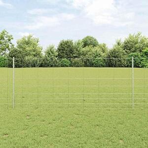 Plot s pilíříky, stříbrné barvy, odolný venkovní plot z kovu, rozměry 10000 x 100 cm, včetně 44 pilířů a šroubů, flexibilní plotové panely vhodné pro terasu, jako ochrana soukromí a ohraničení pozemku