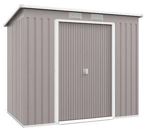 Zahradní domek Outsunny 3,2 m² 213x130x172 cm se sběrnými dveřmi a šikmou střechou, zesílený základ (podlaha není součástí) a 2 okna, Světlá šedá | Ao