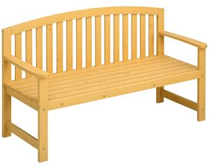 Outsunny 2-místná zahradní lavička venkovní dřevěná lavička s opěradlem a područkami na terasu 143x51x85 cm Přírodní | Aosom