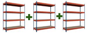 Akční balíček Kovový regál série TITAN 180x180x50 5 polic nosnost 1500 kg - 3 ks