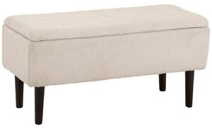 HOMCOM úložná lavice do ložnice s kapacitou 47 l, odklápěcí víko a dřevěné nohy, nosnost 120 kg, 95x38x45 cm, béžová | Aosom