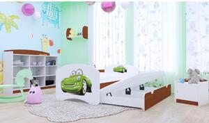 Dětská postel pro DVA (s výsuvným lůžkem) 160x80 cm - ZELENÉ AUTO