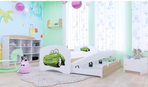 Dětská postel pro DVA (s výsuvným lůžkem) 160x80 cm - ZELENÉ AUTO