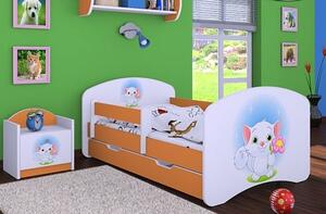 Dětská postel se šuplíkem 180x90cm KOČIČKA S KYTIČKOU