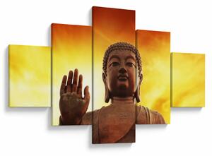 Obraz - Buddha s červenožlutým pozadím (125x70 cm)
