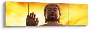 Obraz - Buddha s červenožlutým pozadím (170x50 cm)