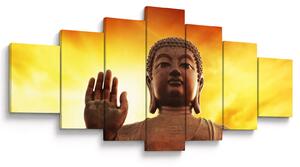 Obraz - Buddha s červenožlutým pozadím (210x100 cm)