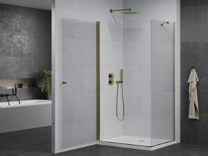Mexen Pretoria sprchový kout 70 x 80 cm, průhledný, zlatý + plochá sprchová vanička-852-070-080-50-00-4010
