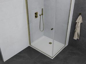 Mexen Pretoria sprchový kout 80 x 70 cm, průhledný, zlatý + plochá sprchová vanička-852-080-070-50-00-4010