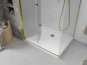 Mexen Lima sprchový kout 70x80cm, 6mm sklo, zlatý profil - čiré sklo + Slim sprchová vanička - 856-070-080-50-00-4010