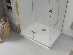 Mexen Lima sprchový kout 80x70cm, 6mm sklo, zlatý profil - čiré sklo + Slim sprchová vanička - 856-080-070-50-00-4010