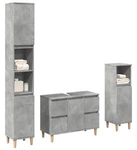 3dílný set koupelnového nábytku betonově šedý kompozitní dřevo 3324949