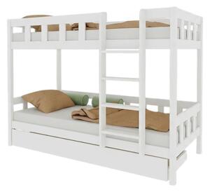 Patrová postel PLOTTY s žebříkem 90x200 cm - Bílá, Zvolte šuplík: Úložný šuplík, Zvolte stranu: Vpravo