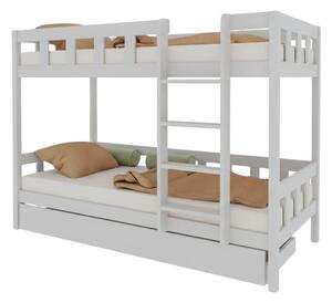 Patrová postel PLOTTY s žebříkem 90x200 cm - Světle šedá, Zvolte šuplík: Úložný šuplík, Zvolte stranu: Vpravo