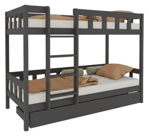Patrová postel PLOTTY s žebříkem 90x200 cm - Tmavě šedá, Zvolte šuplík: Úložný šuplík, Zvolte stranu: Vlevo