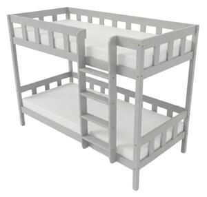 Patrová postel PLOTTY s žebříkem 90x200 cm - Světle šedá, Zvolte šuplík: Bez šuplíku, Zvolte stranu: Vpravo