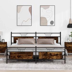 Kovový rám postele bez matrace kouřový dub 193 x 203 cm 3325095
