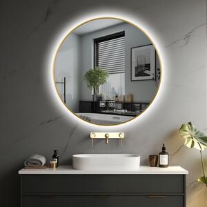 IREDA Koupelnové zrcadlo s LED osvětlením, zlatý rám, 70 cm