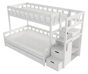 Patrová postel PLOTTY s úložnými schody 90x200, 120x200 cm - Bílá, Zvolte šuplík: Přistýlka 90x190 cm, Zvolte stranu: Vpravo