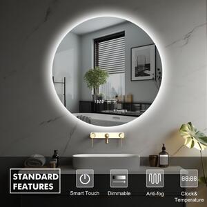 IREDA Koupelnové zrcadlo s LED osvětlením, kulaté, 70 cm