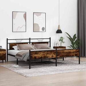 Kovový rám postele bez matrace kouřový dub 193 x 203 cm 3325116