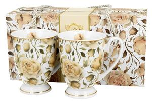 Porcelánový hrnek na noze Royal English Roses White 320 ml sada 2ks