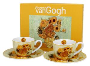 Porcelánový šálek s podšálkem Van Gogh Sunflowers 90 ml sada 2ks