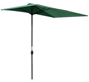 Outsunny Obdélníkový Umbrella 230x130x245 cm Závěsný Parasol Poloviční Slunečník s Kličkou UV 30+ Ochrana Vodotěsný Slunečník pro Balkon Terasu Zahrad