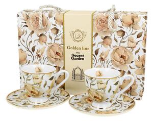 Porcelánový šálek na noze s podšálkem English Roses White 90 ml sada 2ks