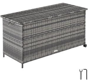 Tectake Úložný box Kuusamo, ratanový, s hliníkovým rámem a kolečky - šedá