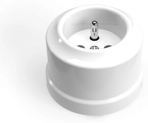 Creative cables Schuko porcelánová zásuvka na zeď Barva: Bílá