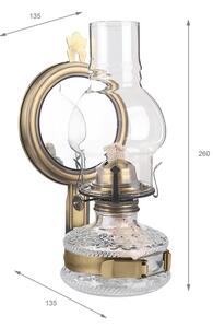 Brilagi - Petrolejová lampa se zrcadlem MERLIN zlatá/patina