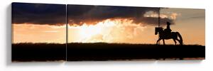 Obraz - Jezdec na koni při západu slunce (170x50 cm)