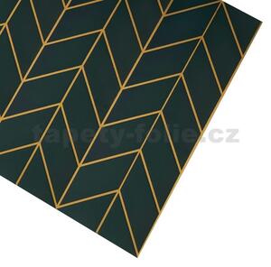 3D panel 0069, cena za kus, rozměr 50 cm x 50 cm, GLAMOUR 3 smaragdový se zlatými konturami, IMPOL TRADE