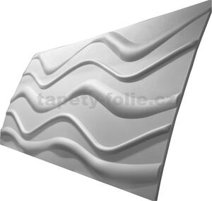 3D panel 0075, cena za kus, rozměr 100 cm x 50 cm, WAVE III bílý, IMPOL TRADE