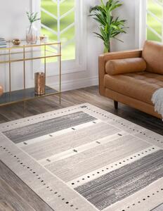 Makro Abra Kusový koberec vlněný ANGEL 6553 / 52022 Pruhy béžový šedý Rozměr: 80x150 cm