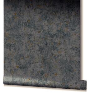 Vliesové tapety na zeď Jackie 82373, rozměr 10,05 m x 0,53 m, moderní stěrka šedo-černá se zlatými detaily, NOVAMUR 6825-50