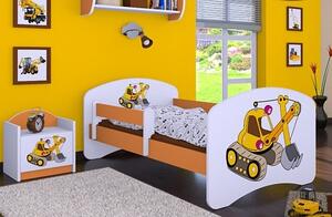 Dětská postel bez šuplíku 180x90cm ŽLUTÝ BAGR