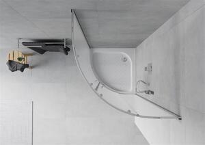Mexen Rio, čtvrtkruhový sprchový kout s posuvnými dveřmi 70 x 70 cm, 5mm sklo námraza, chromový profil + bílá vysoká sprchová vanička Rio, 863-070-070-01-30-4710