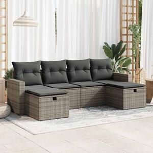 6dílná zahradní sedací souprava s poduškami šedá polyratan 3325426