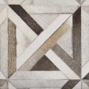 Kožený patchworkový koberec 140 x 200 cm hnědý a béžový TAYTAN