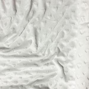 Látka minky srdička, 320 g/m², šíře 160 cm, metráž, bílá