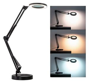 BRILAGI - LED Stmívatelná stolní lampa s lupou LED/12W/5V 3000/4200/6000K černá BG0616