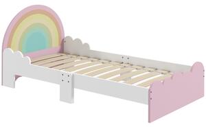 ZONEKIZ Dětská postel pro děti od 3 do 6 let 143x74x66 cm Dřevěná postel ve tvaru duhy Moderní nábytek do ložnice Nosnost 80 kg Růžová | Aosom