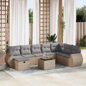 9dílná zahradní sedací souprava s poduškami béžová polyratan 3325645