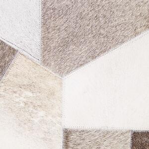 Kožený koberec patchwork 140 x 200 cm šedý a béžový VARTO
