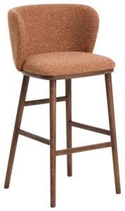 Kave Home Terakotová barová židle Ciselia 75 cm s ořechovou podnoží