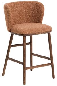 Kave Home Terakotová barová židle Ciselia 65 cm s ořechovou podnoží
