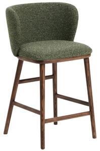 Kave Home Zelená barová židle Ciselia 65 cm s ořechovou podnoží